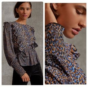 Anthropologie BL-NK Moira ruffled peplum top